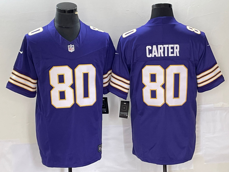 Men's Minnesota Vikings Cris Carter #80 Purple Classic Jersey
